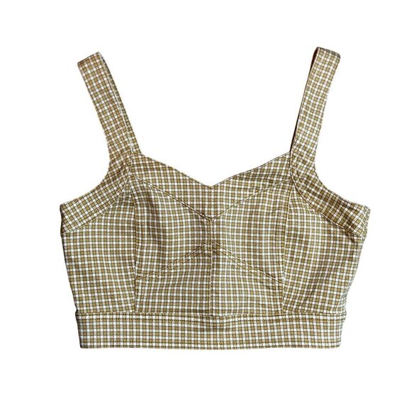 Madewell Denim Supercrop Tank Top Mini Check Plaid Cotton & Tencel Size 4 NWOT - Picture 3 of 10